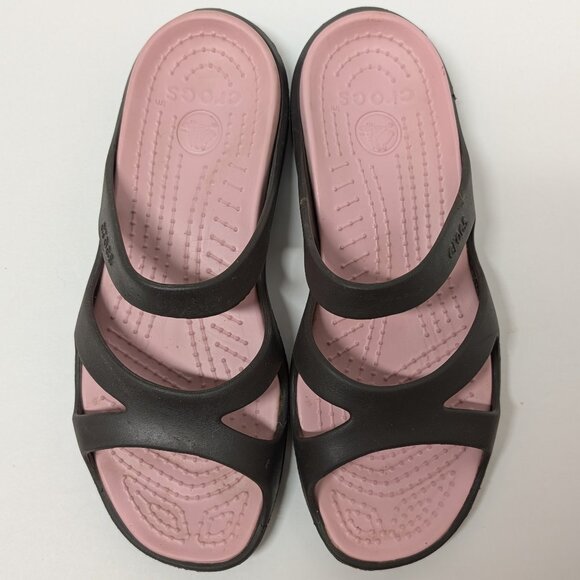 Crocs Meleen Sandals in Espresso & Petal Pink - Picture 1 of 15